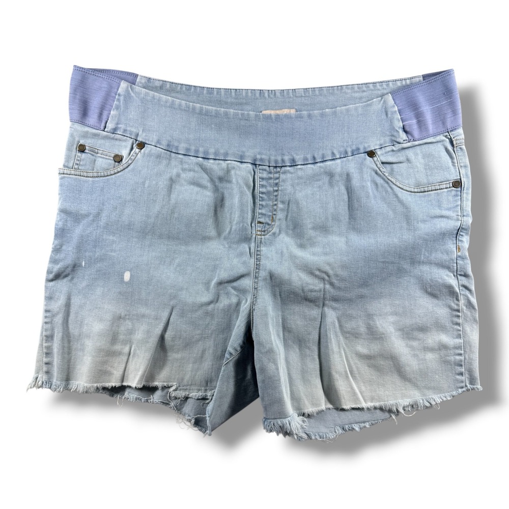 Woman Within Light Wash Denim Pull On Shorts Raw Hem Size 22W